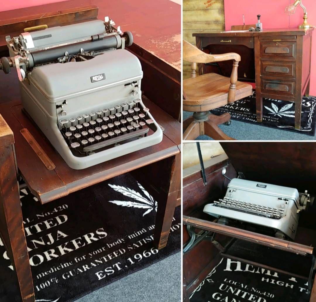 アメリカンヴィンテージ タイプライター付き ウッドデスク 引き出し×3 デスク