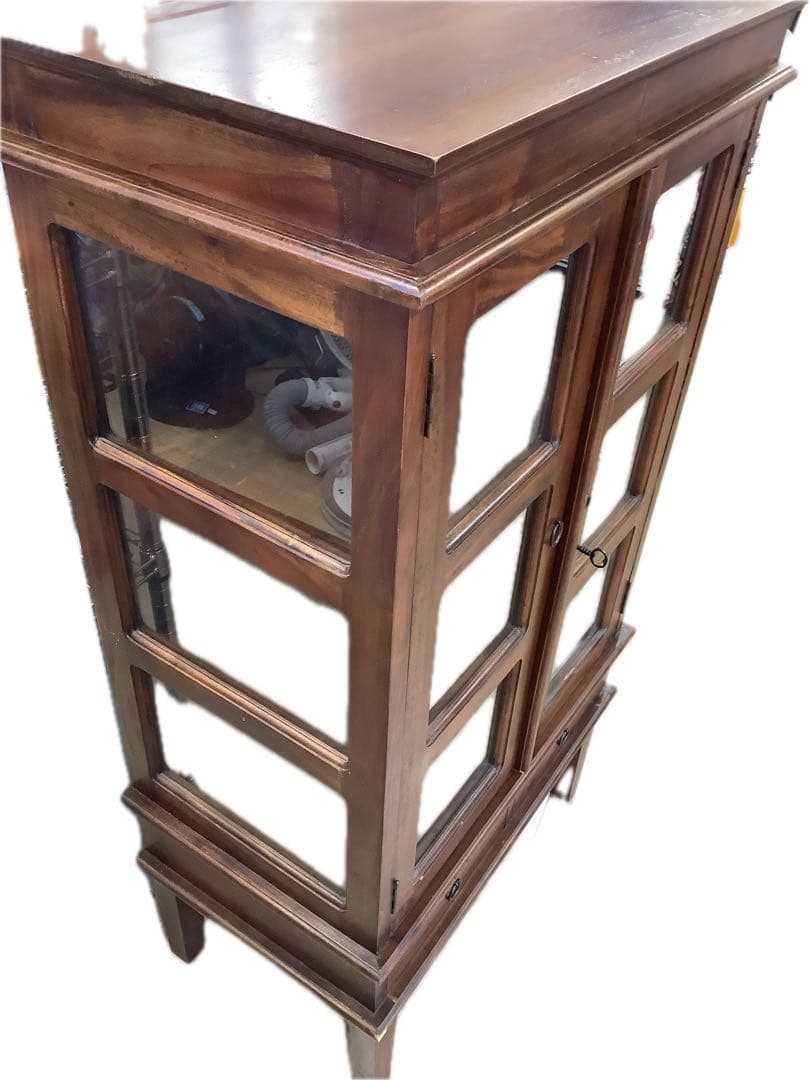 ビーカンパニー 家具　無垢材 アンティークダークブラウン キャビネット　鍵付き