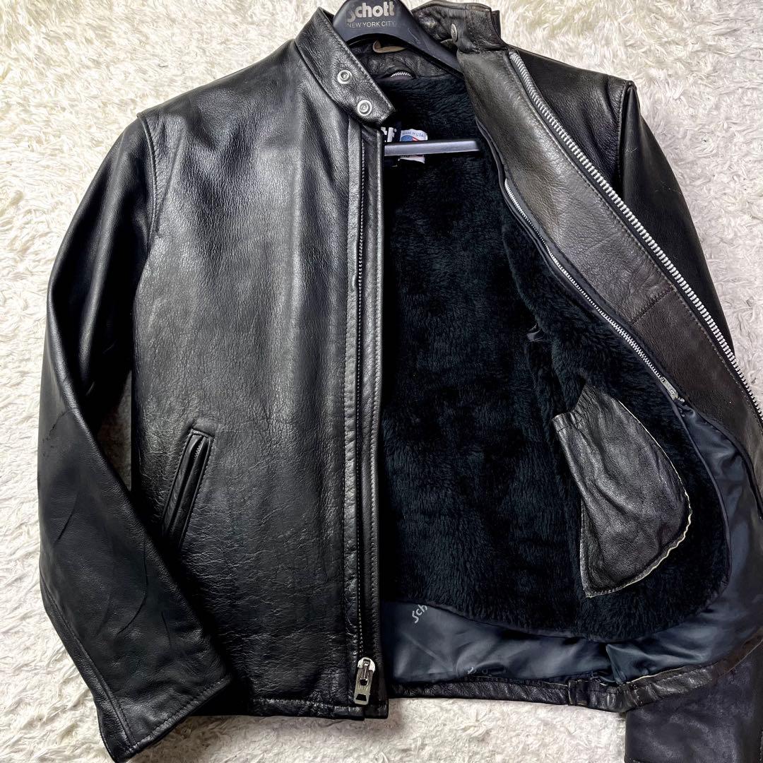 40インチ/ライナー付✨ショット シングルライダース レザージャケット 2way