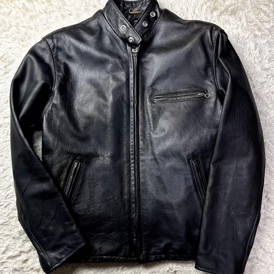 40インチ/ライナー付✨ショット シングルライダース レザージャケット 2way