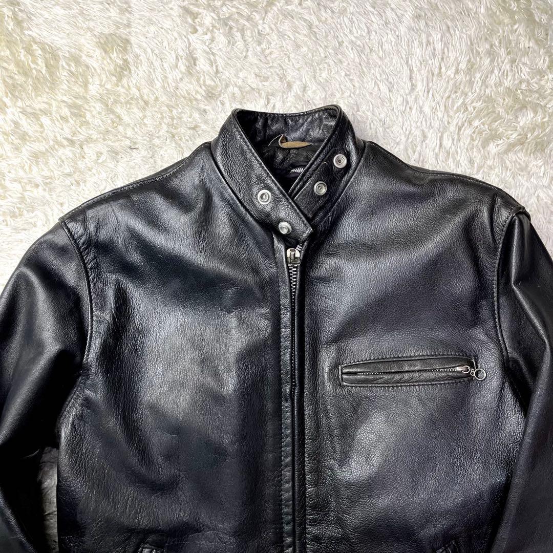 40インチ/ライナー付✨ショット シングルライダース レザージャケット 2way