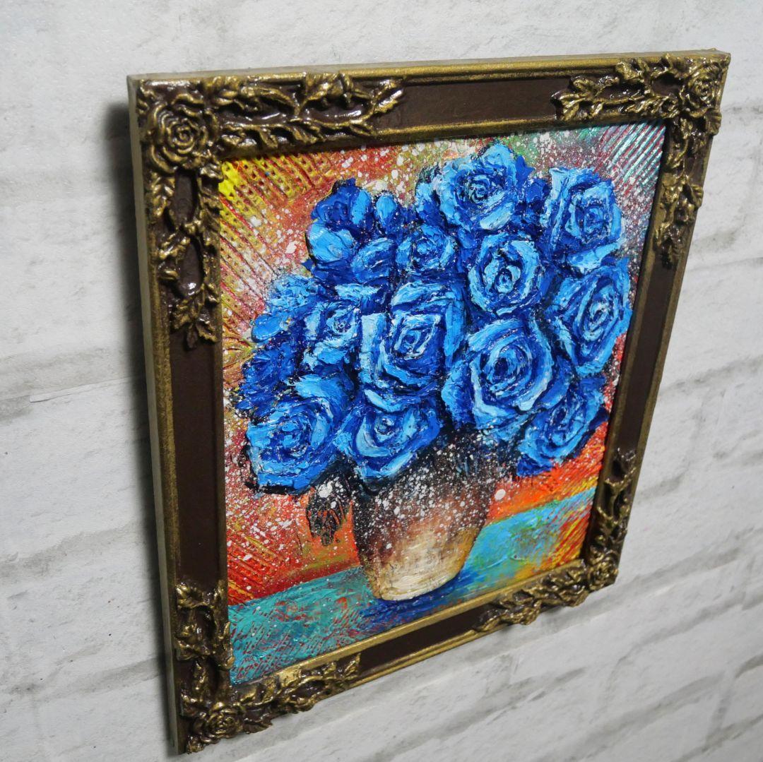 油絵 油彩 油彩画 絵 絵画【青い薔薇】