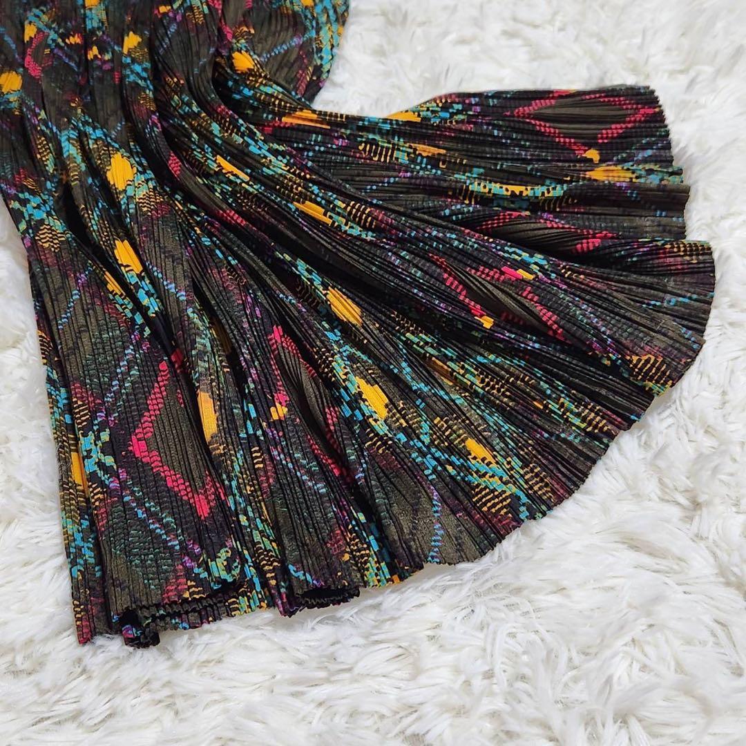 PLEATS PLEASE アーガイルフレアスカート 幾何学模様プリーツブリーズ