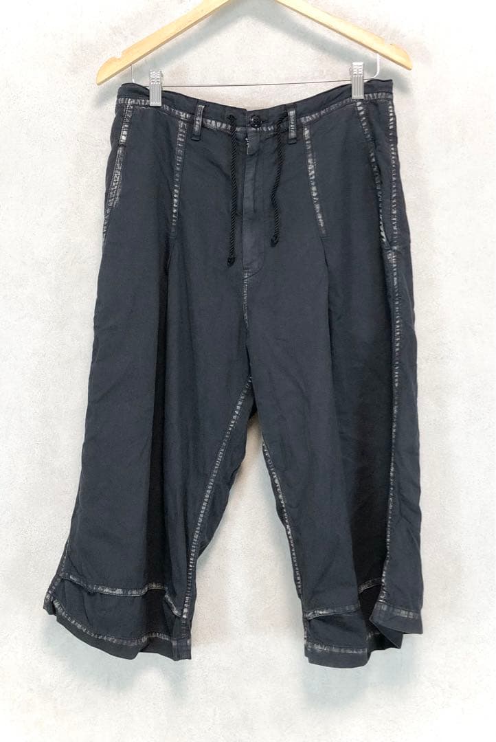 Y's ワイズ 製品染め サルエルワイドパンツ 墨黒