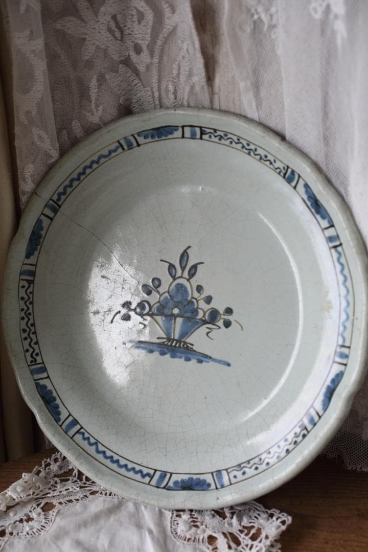 フランス　アンティーク　キュノワール　プレート　皿　ムスティエ