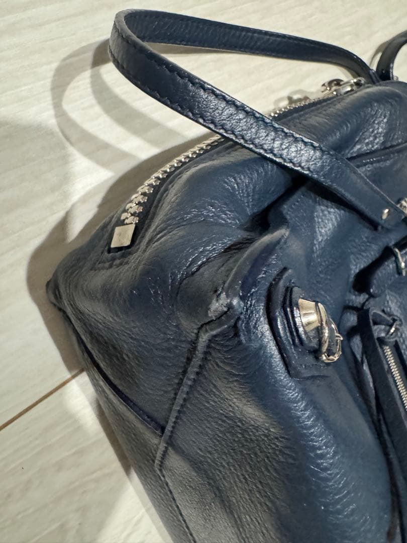 ネイビー レザー ショルダーバッグ　バレンシアガ　ペーパーミニバッグ