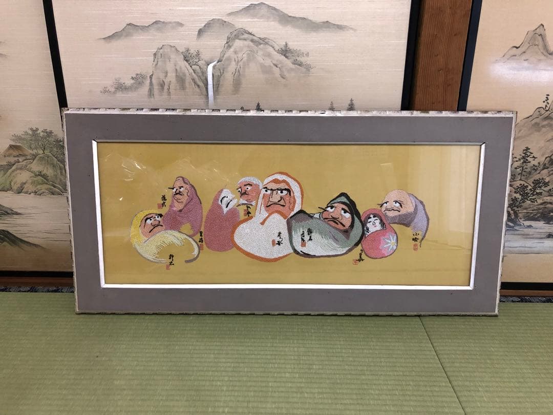 【最終値引❗️】『達磨風の役者たち』　※額の横幅が1m超えの砂絵画です！