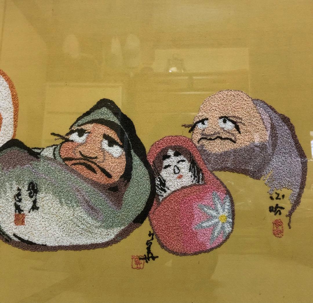 【最終値引❗️】『達磨風の役者たち』　※額の横幅が1m超えの砂絵画です！