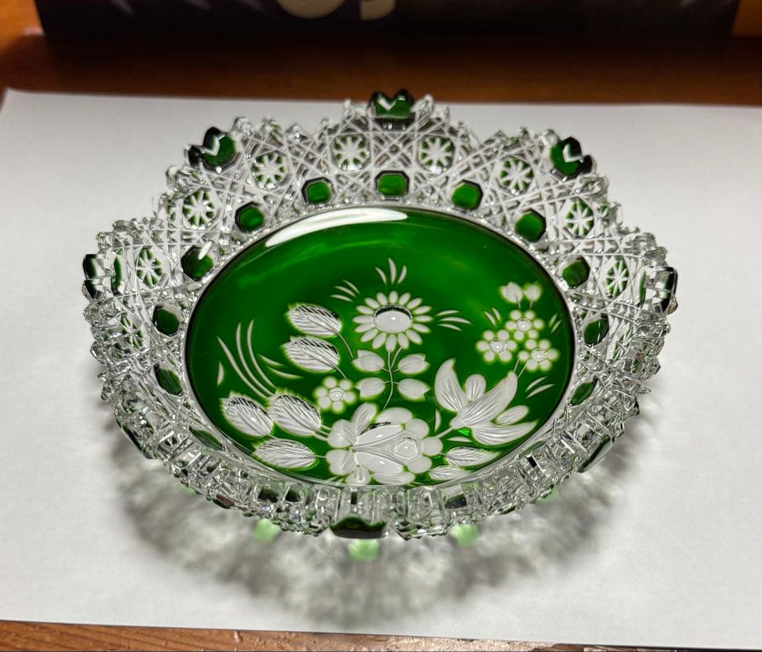 【Meissen】『 クリスタル ガラス 緑被せ』 《ヴィンテージ》《未使用》