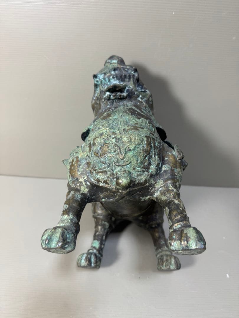 2217 古銅　青銅器　獅子 尊　饕餮紋　唐物 時代物