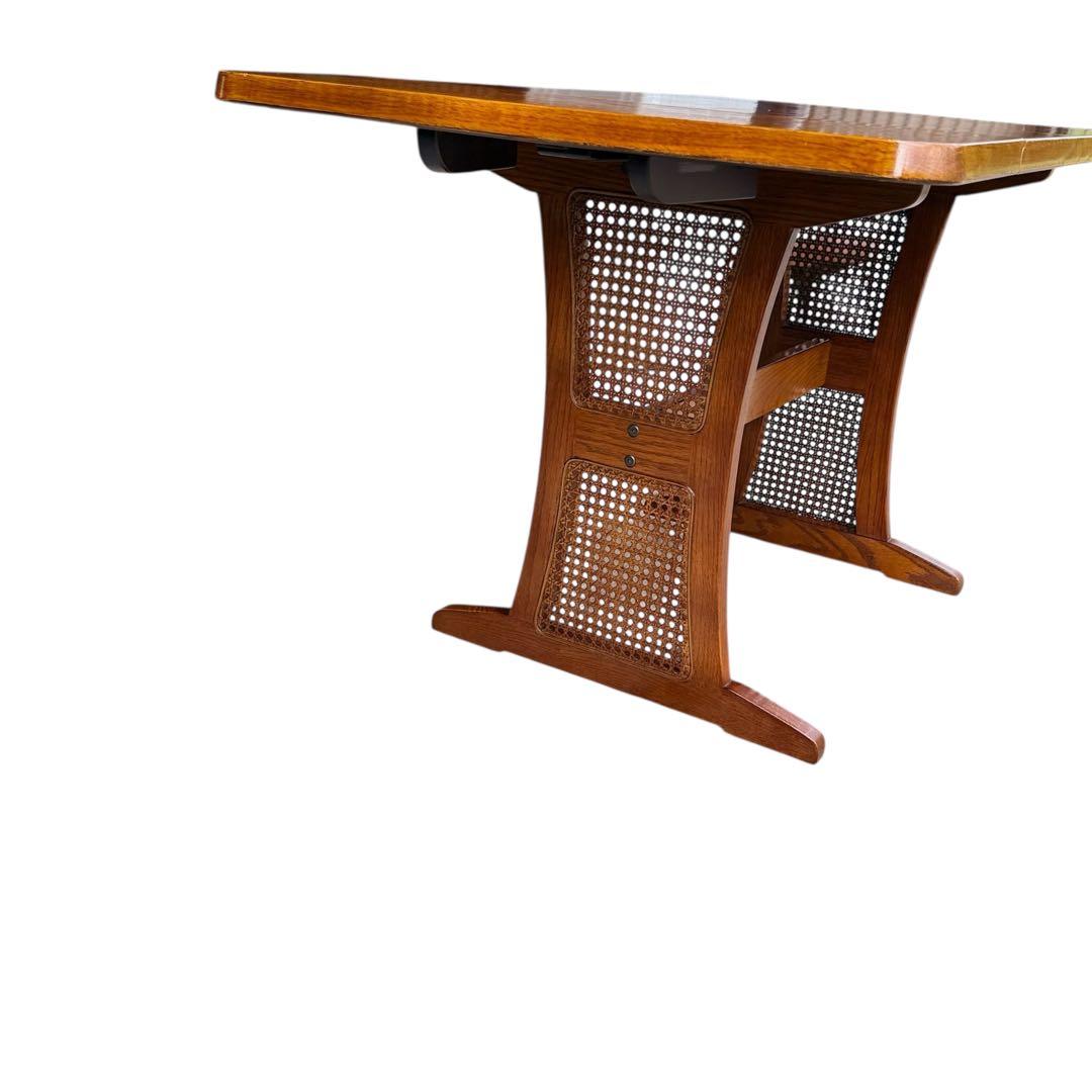 HR679 【木目とラタンが美しい】三越ブルージュ　バタフライテーブル　三越家具