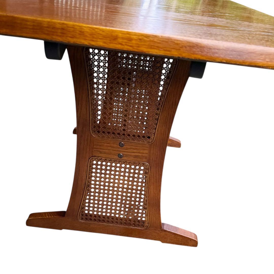 HR679 【木目とラタンが美しい】三越ブルージュ　バタフライテーブル　三越家具