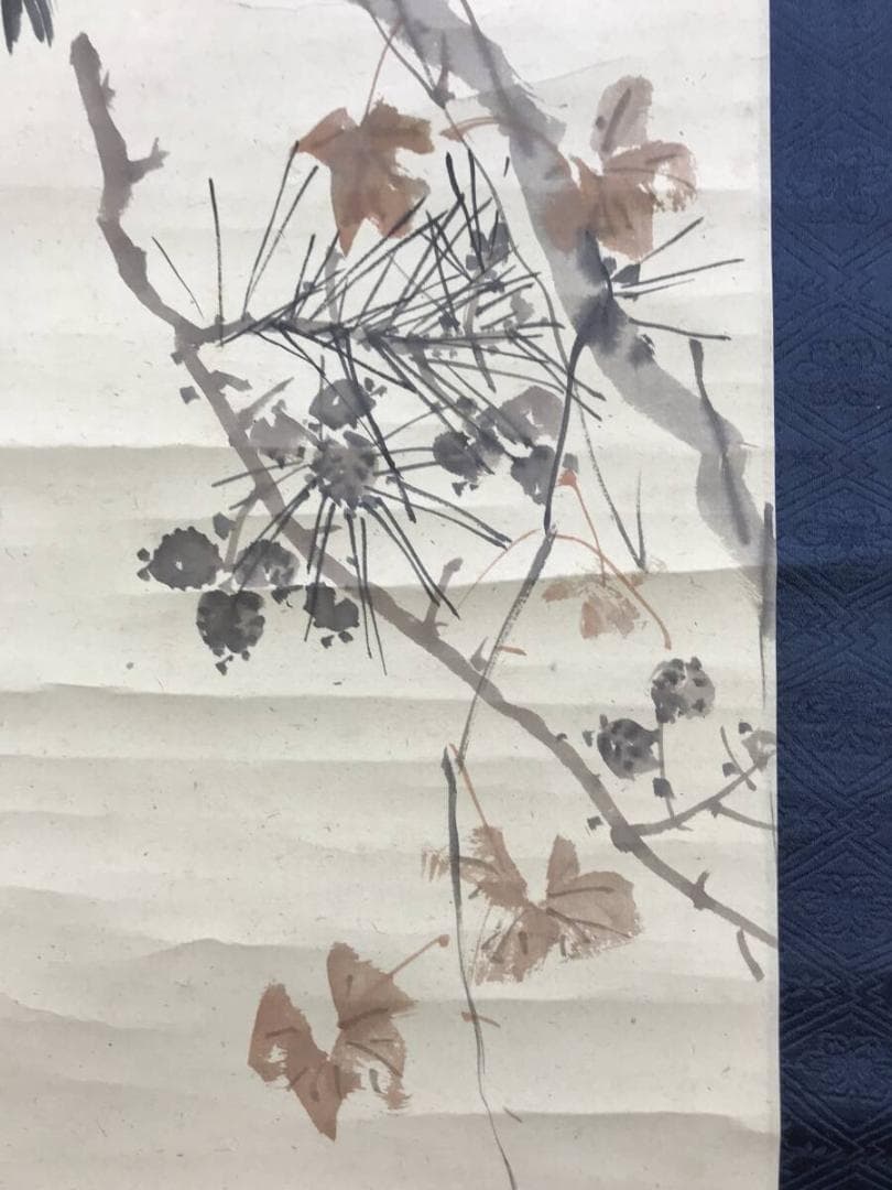 真作/池上秀畝/花鳥図/紅葉小禽図/秋草小鳥図/掛軸/名家伝来/AH-711