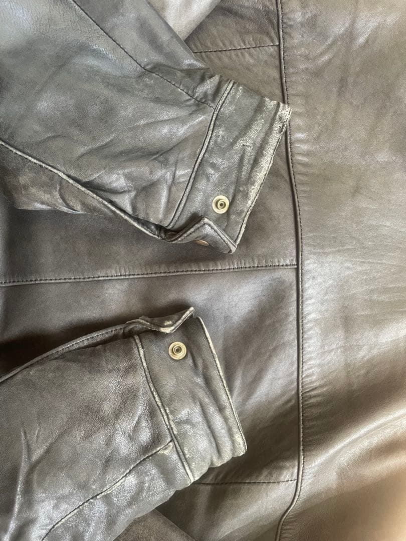 短丈 古着 ラムレザー レザージャケット ブラック Mサイズ 美品 アメカジ