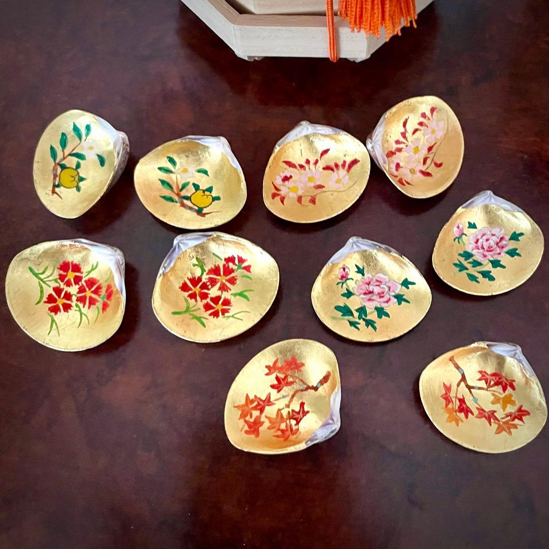 丸屋 大木平蔵 錦花鳥桐貝桶 雛道具 有職画家 林美木子 画 貝合わせ 希少