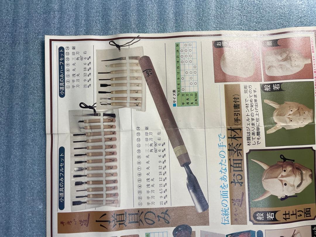 彫刻刀セット 伝統的な面デザイン　道