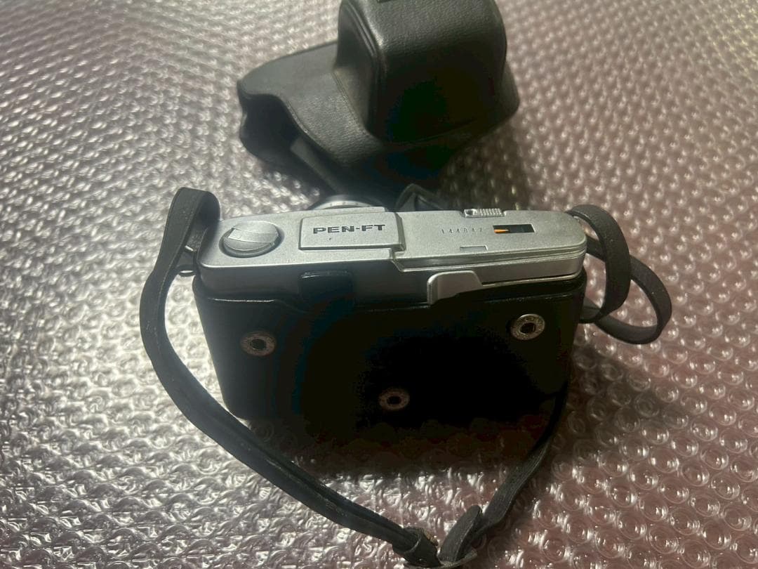 H1 OLYMPUS PEN Fフィルムカメラレザーケース付動作未確認　ジャンク