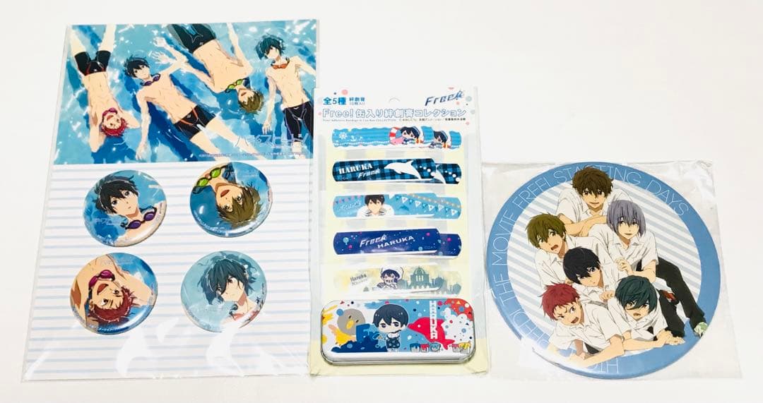 未開封品◎デカ缶バッジ＆缶バッジ＆絆創膏 Free! 映画ハイ☆スピード！七瀬遙