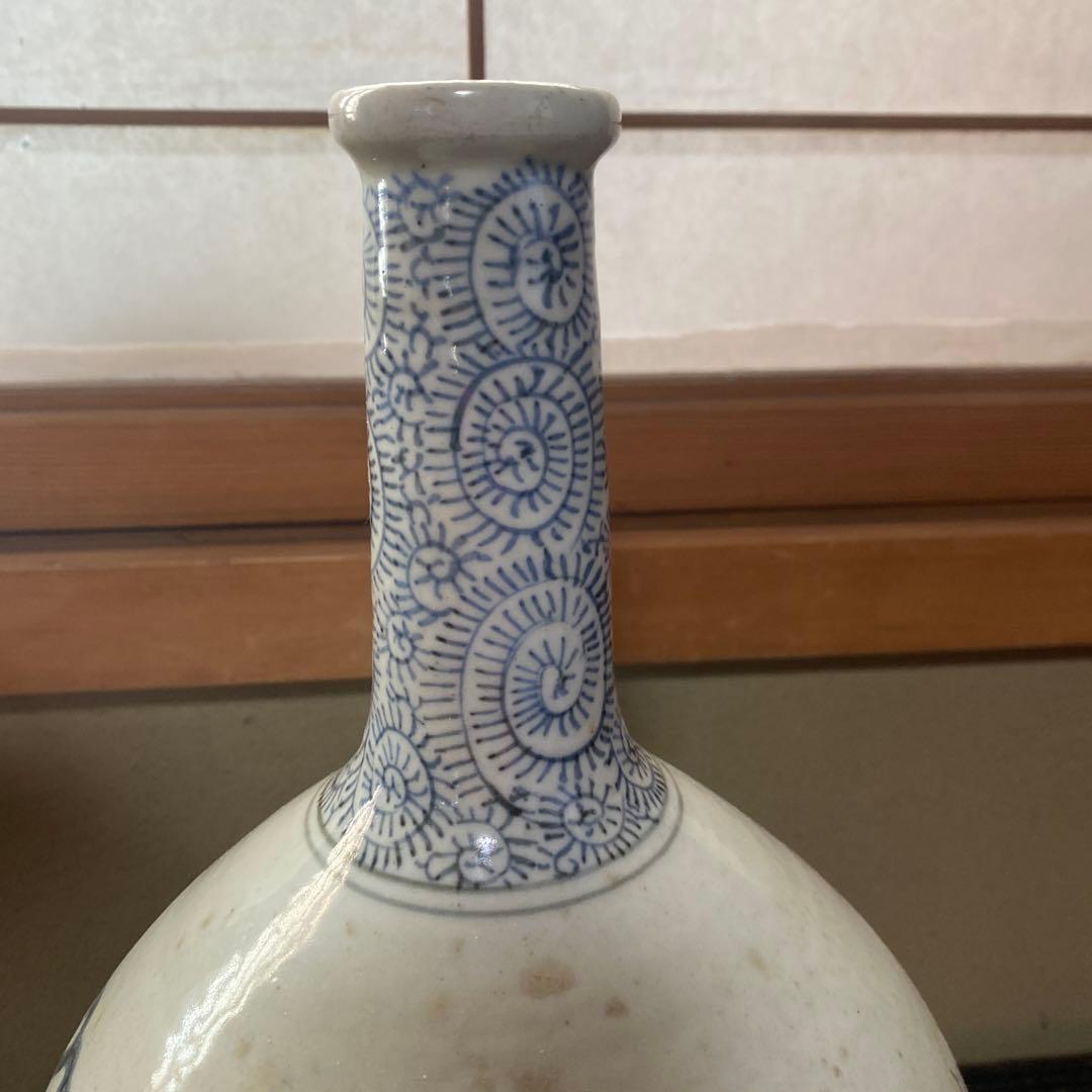 専用　切米焼　染付たこ唐草鳥文大徳利