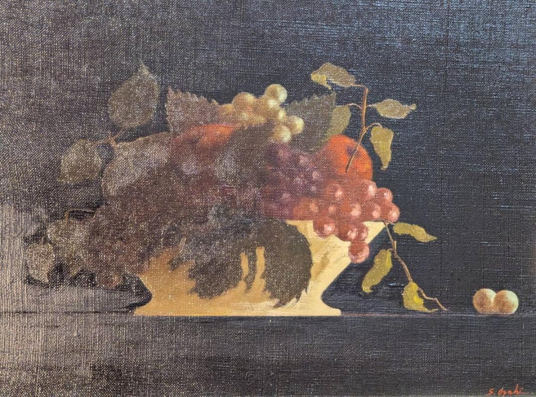 【真作】絵画　尾崎進　油彩4号　静物　バロック風の重厚な一作　X117