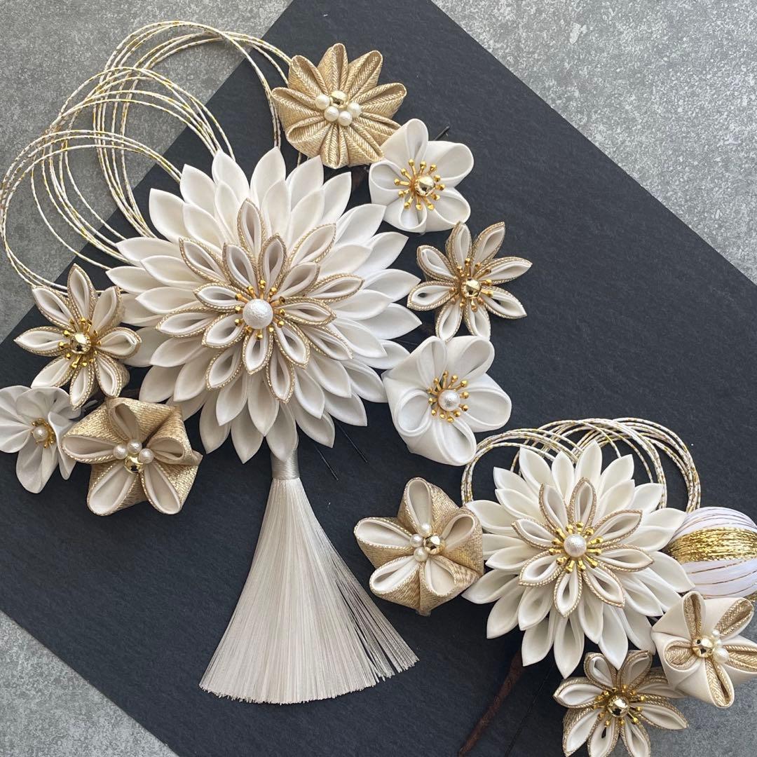 金白髪飾り　振袖髪飾り　成人式髪飾り