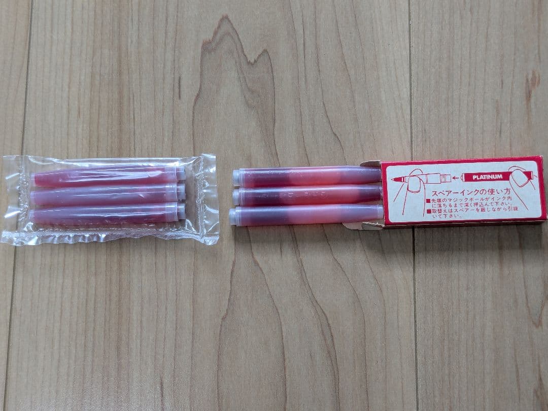 【タナぽ】未使用 PLATINUMソフトペン ピンク＋新しいインク3本付き