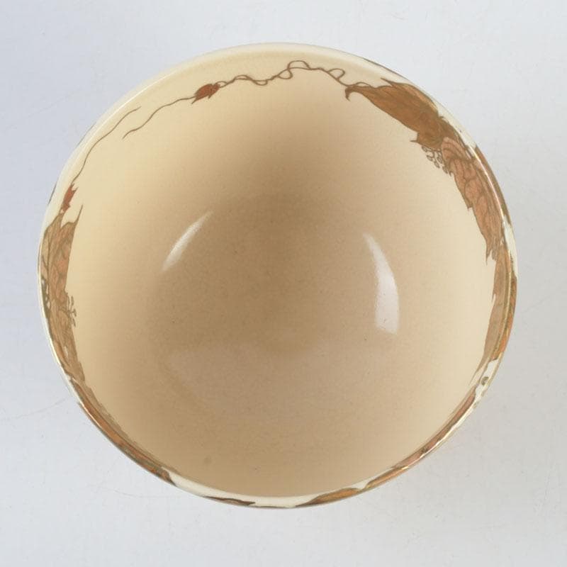 茶道具　京焼　清閑寺窯　杉田祥平造　色絵　蔦図　茶碗　共箱　V　9655