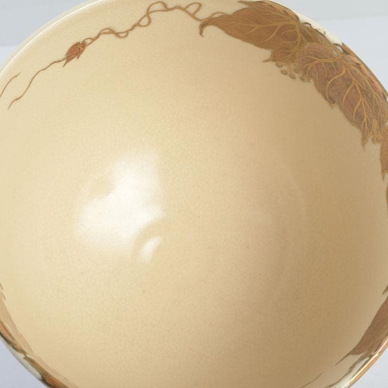 茶道具　京焼　清閑寺窯　杉田祥平造　色絵　蔦図　茶碗　共箱　V　9655