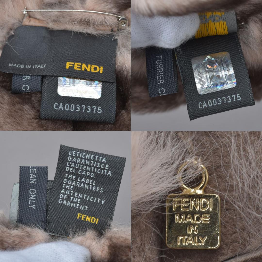未使用◇FENDI フェンディ ファー ブローチ ピンク ブラウン 箱付き 花