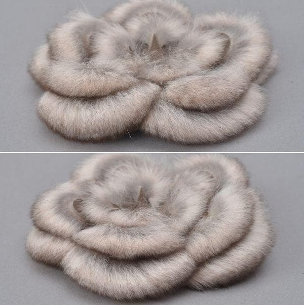 未使用◇FENDI フェンディ ファー ブローチ ピンク ブラウン 箱付き 花