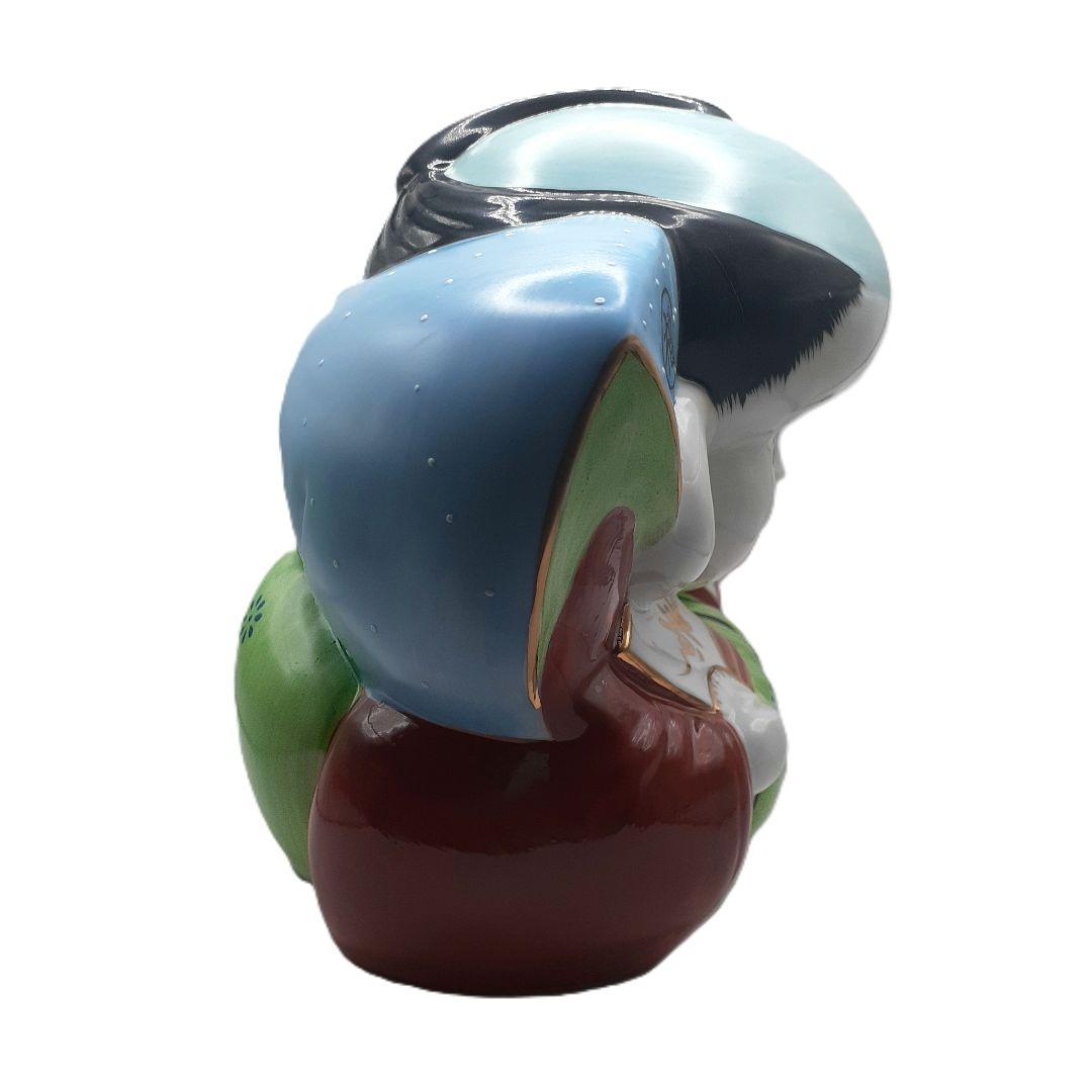 030【瀬戸焼】赤絵古式福助　開運招福　商売繁盛　陶磁器　昭和レトロ 日本製