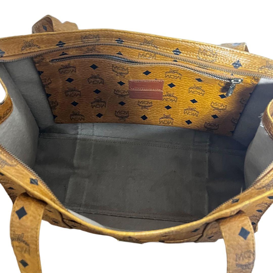 MCM トートバッグ　ヴィセトス柄　レザー　肩がけ　茶　ブラウン