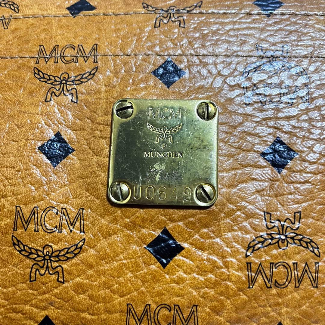 MCM トートバッグ　ヴィセトス柄　レザー　肩がけ　茶　ブラウン