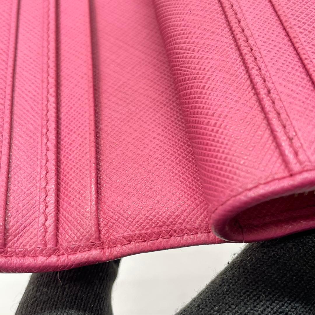 2814 PRADA プラダ 折り財布 コンパクトウォレット ピンク レザー