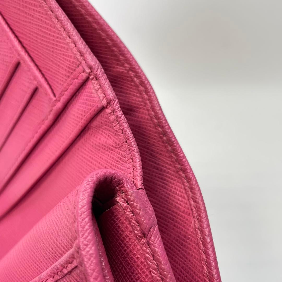 2814 PRADA プラダ 折り財布 コンパクトウォレット ピンク レザー