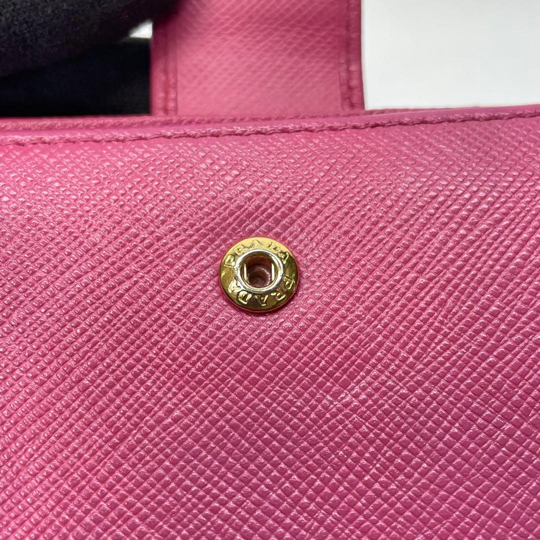 2814 PRADA プラダ 折り財布 コンパクトウォレット ピンク レザー