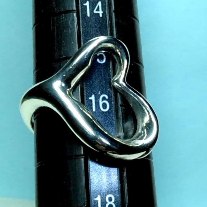 ティファニーオープンハートリング　16号　新品仕上げ　無傷未使用に近い