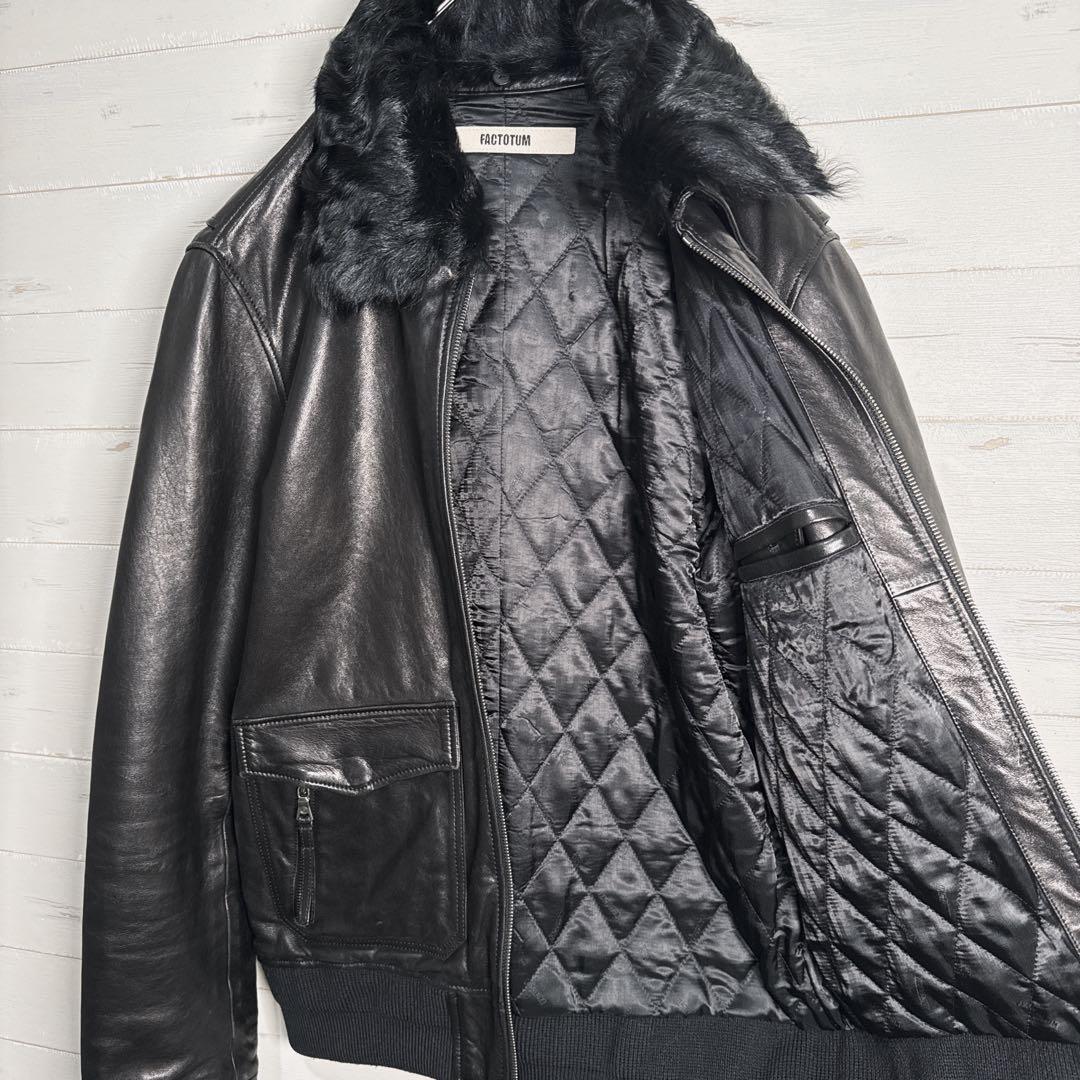 【入手困難】FACTOTUM 白虎刺繍 ボア付き レザージャケット L 本革.