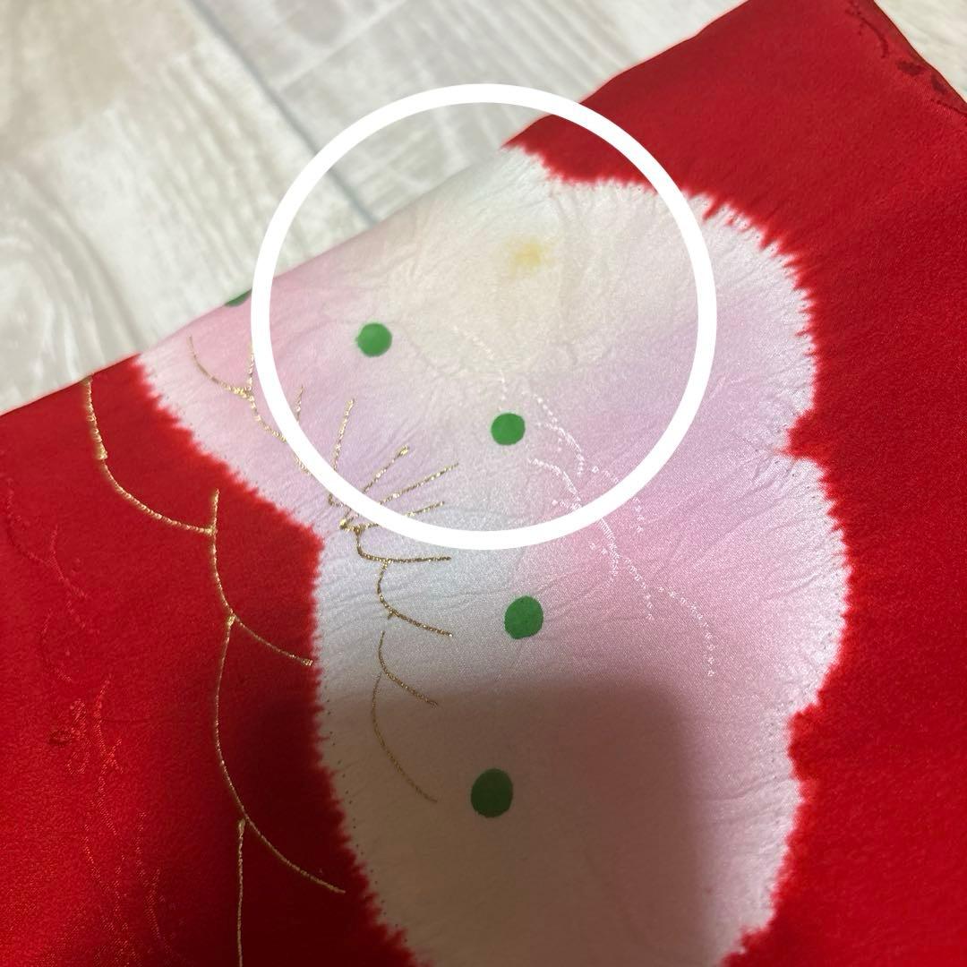 特価品！カラシ色　雅な京紅型振袖6点フルセット+帯揚げ１枚おまけ 蝶と四季の花