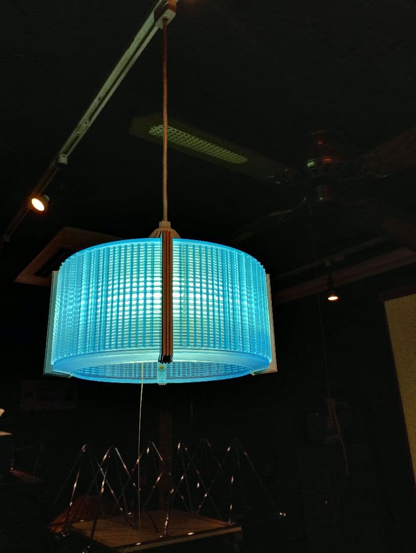 スペースエイジ　ペンダントライト　ブルー　２灯式　常夜灯　ヴィンテージ　レトロ