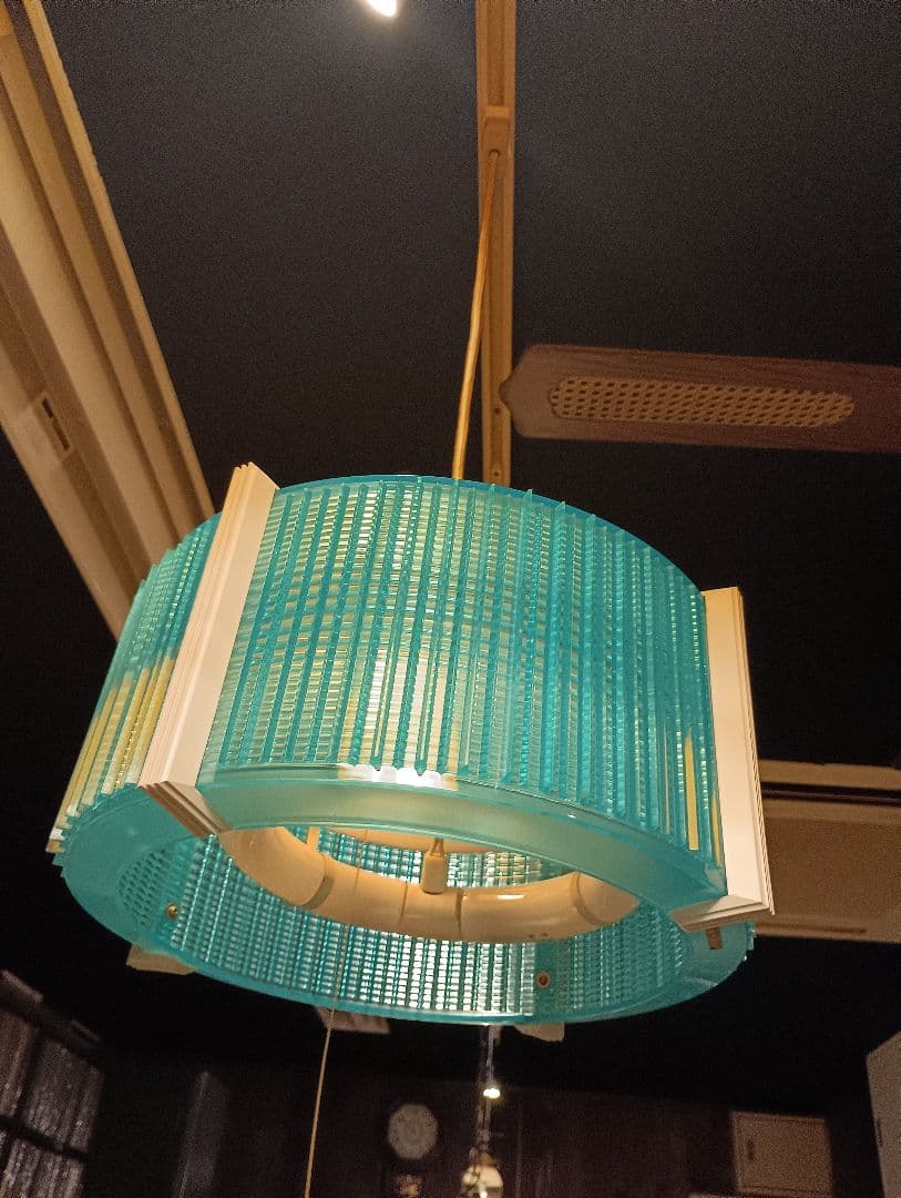 スペースエイジ　ペンダントライト　ブルー　２灯式　常夜灯　ヴィンテージ　レトロ