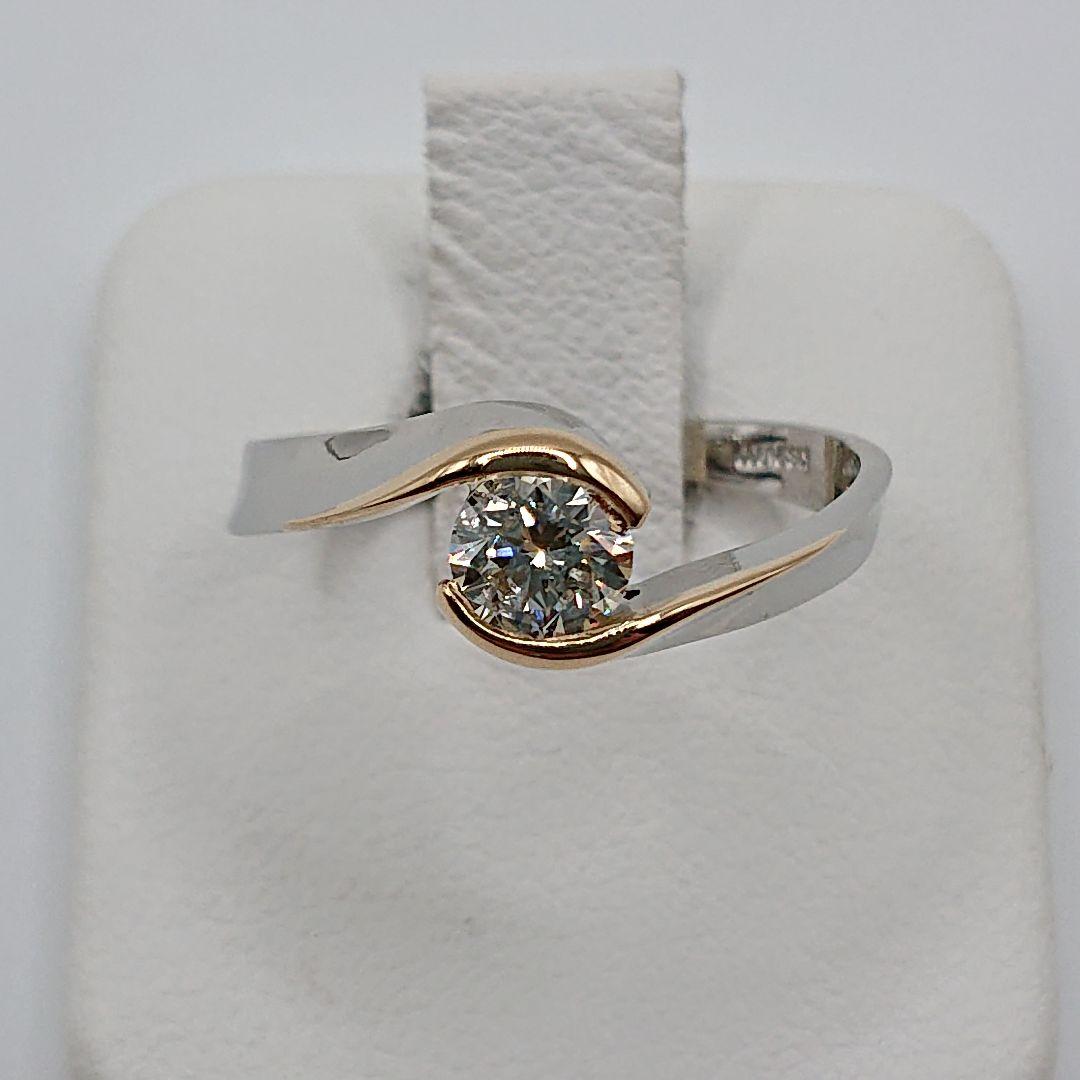 Jazz Singer様エレガント 一粒天然ダイヤモンドリングPt900/K18