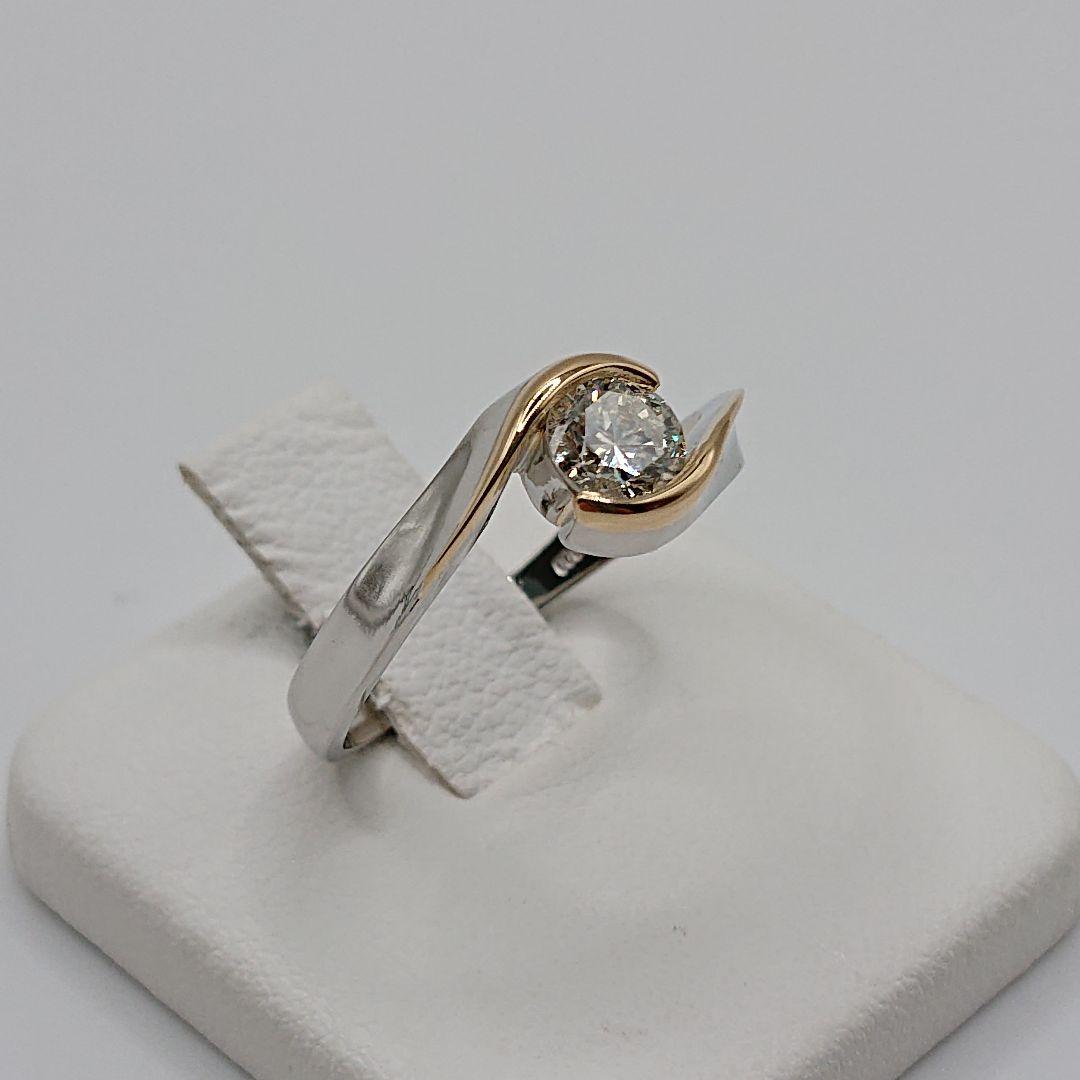 Jazz Singer様エレガント 一粒天然ダイヤモンドリングPt900/K18