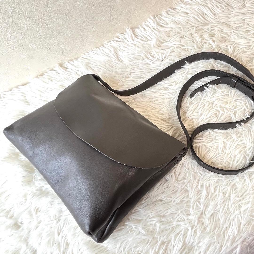 JURGEN LEHL ヨーガンレール レザー ショルダーバッグ　ダークグレー