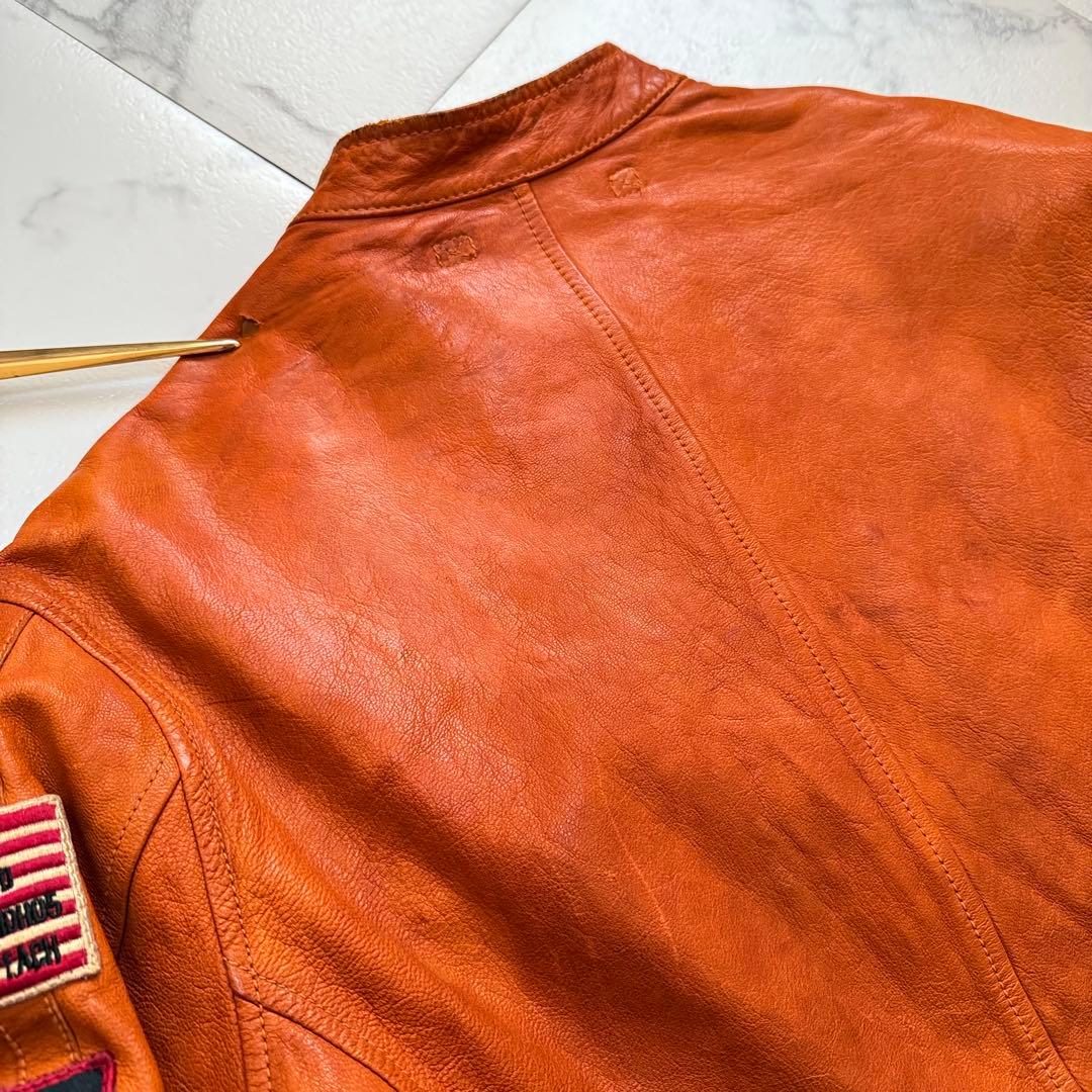 AVIREX アヴィレックス ゴートスキン パッチ シングルライダースジャケット