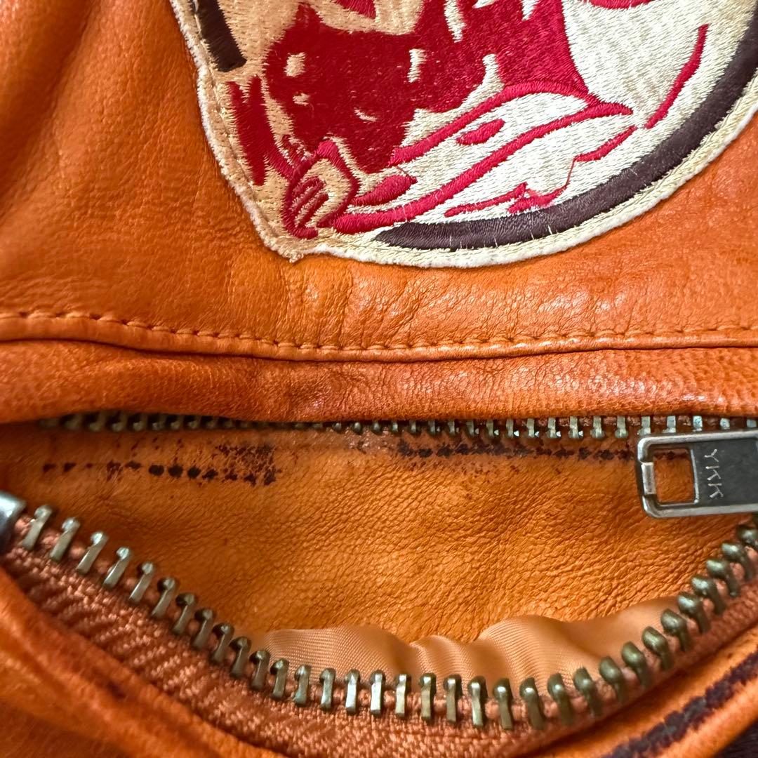 AVIREX アヴィレックス ゴートスキン パッチ シングルライダースジャケット