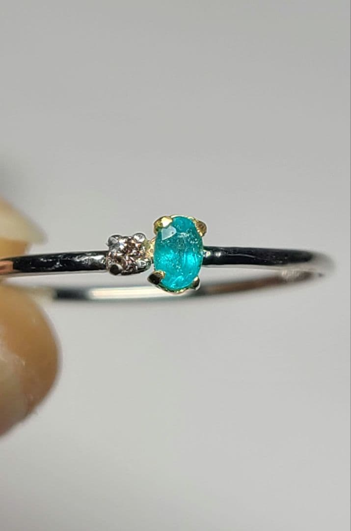 ★バターリャパライバトルマリン&アーガイルピンクダイヤモンド18金&Ptリング★