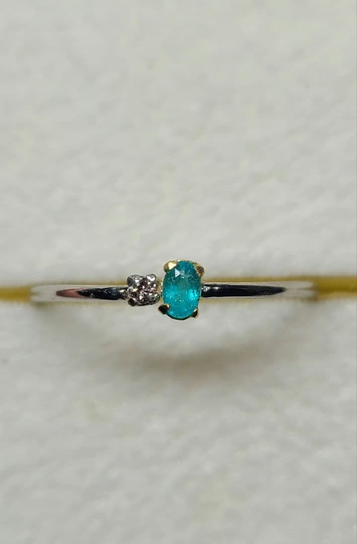 ★バターリャパライバトルマリン&アーガイルピンクダイヤモンド18金&Ptリング★