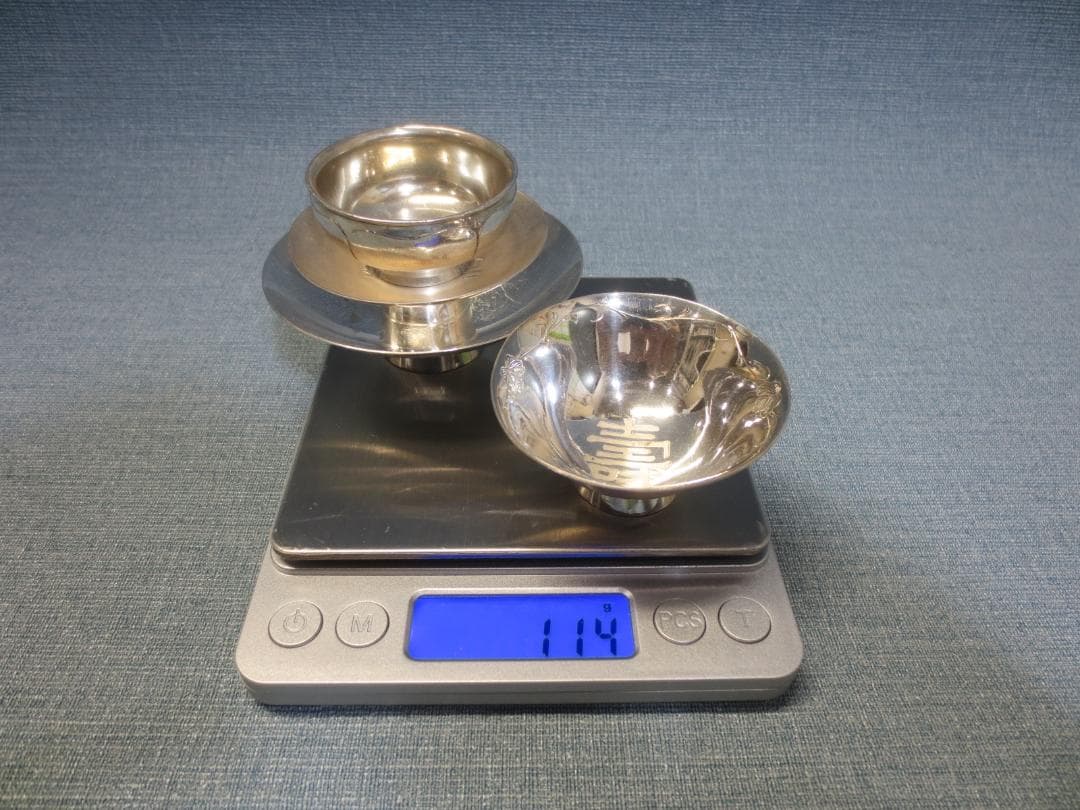 純銀　(小×４)　銀盃　銀杯　4ヶ　合計　約114ｇ