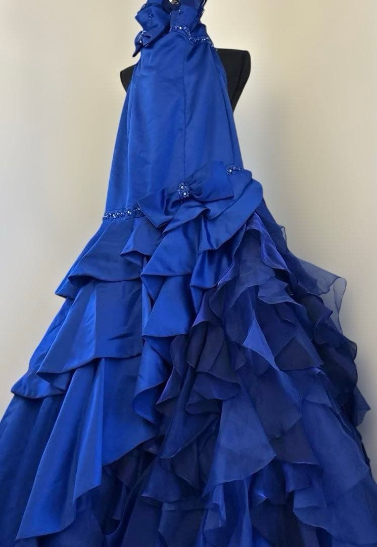 京都クラウディア　ドレス　ロイヤルブルー マーメイドライン フリル ゴージャス